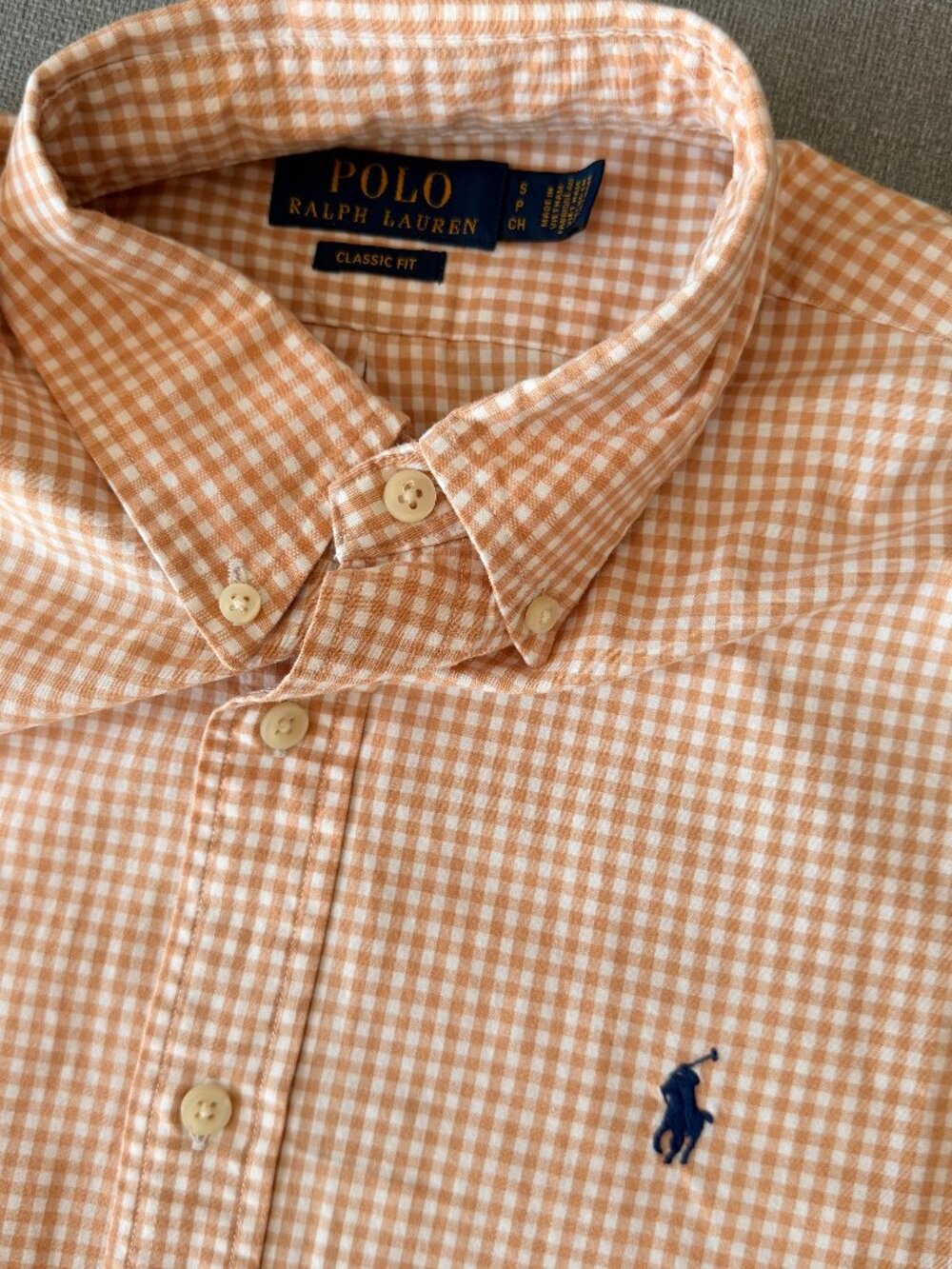 Polo Ralph Lauren Orangey-Tan Gingham Shirt, Classic Fit, Small - Picture 3 of 3
